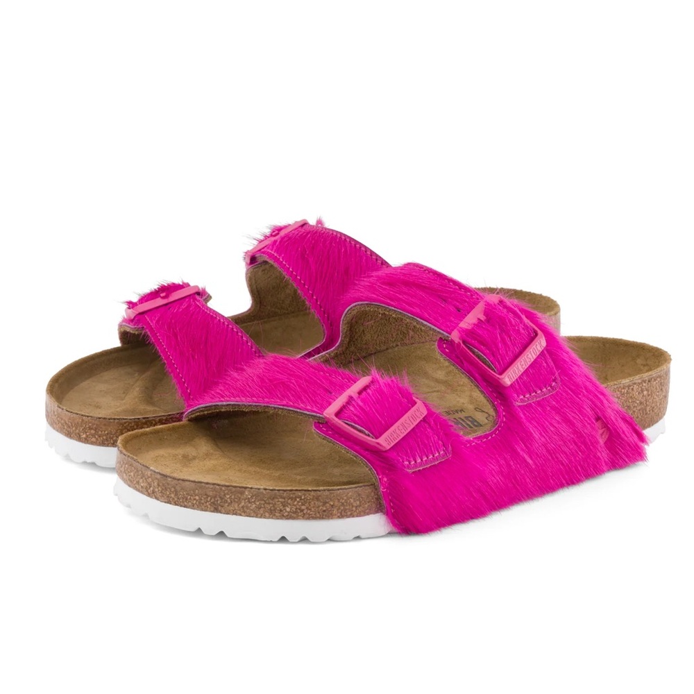 New Birkenstock Arizona Hairy Hyper Pink Sandals